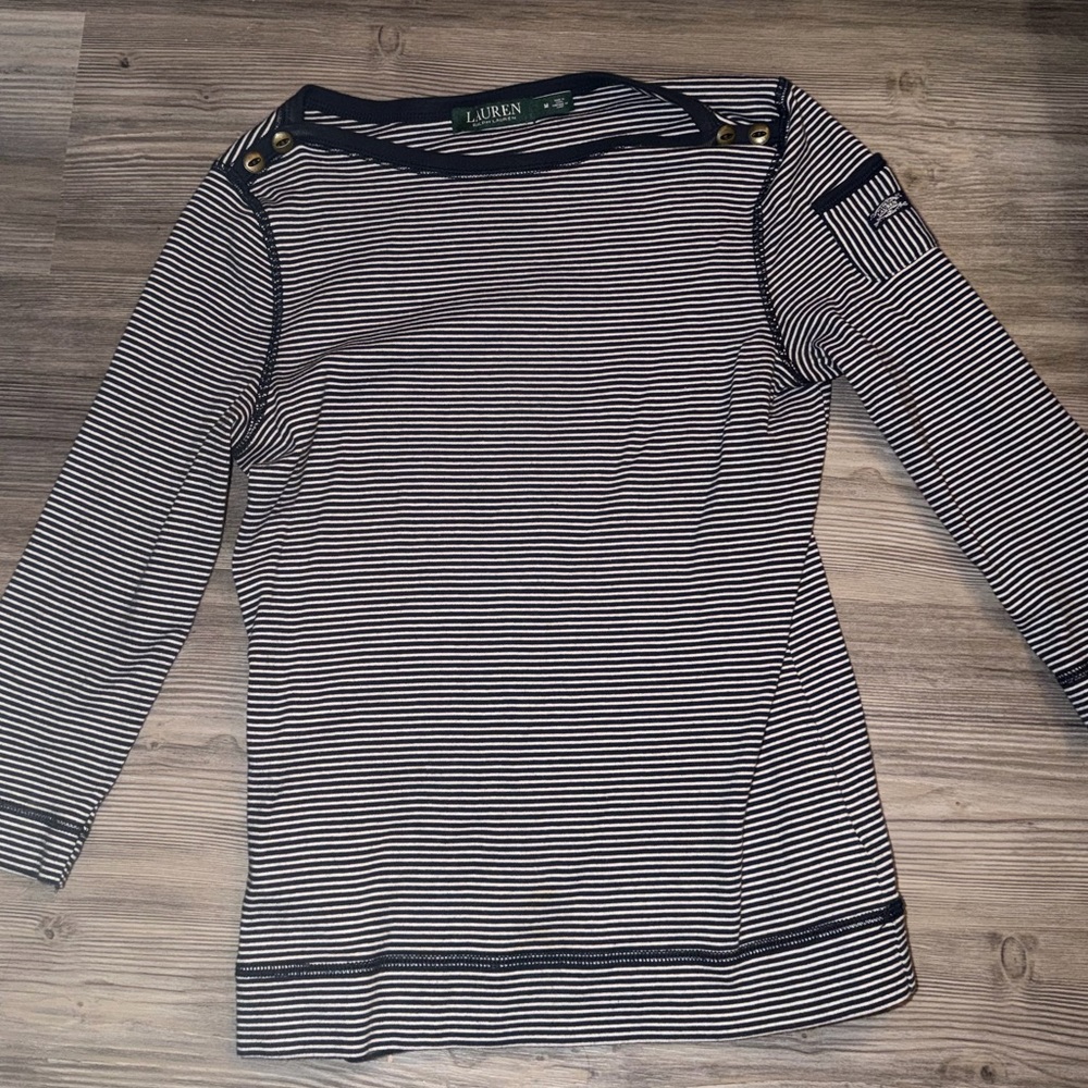 Ralph Lauren Navy and White Striped Top